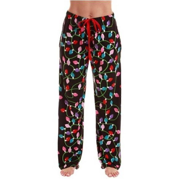 Christmas Pajamas In Ugly Xmas Sweater Style Black w Colorful Christmas Lights - Picture 2 of 6